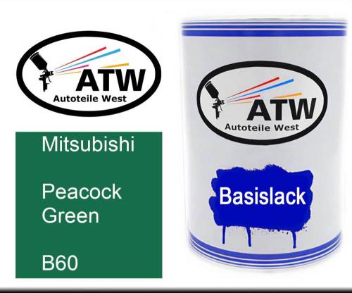 Mitsubishi, Peacock Green, B60: 500ml Lackdose, von ATW Autoteile West.